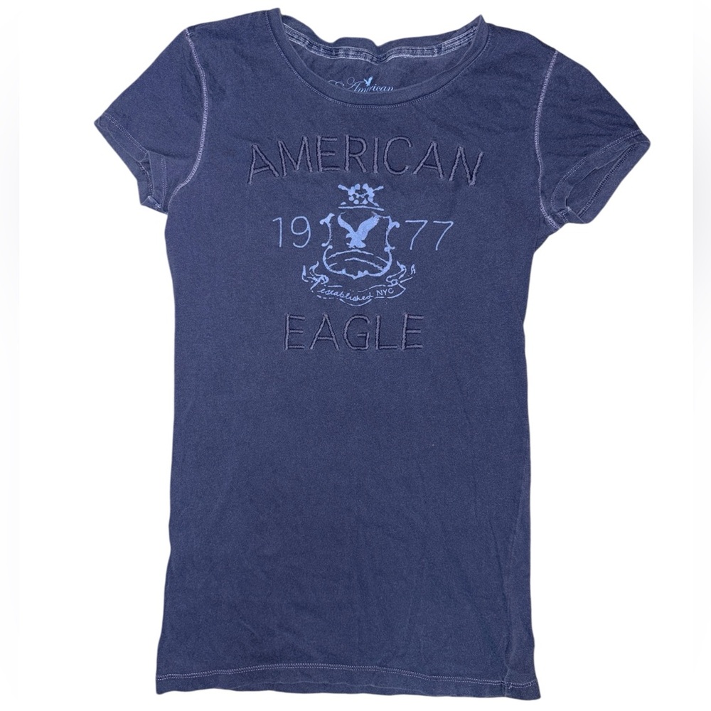 American Eagle Blue Graphic Short Sleeve T-Shirt